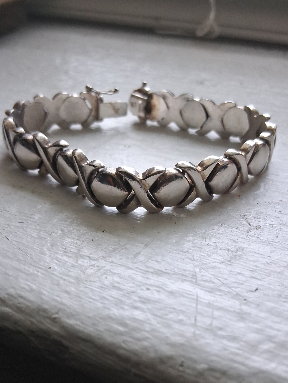 FAS Jewelry 925 Sterling Silver X-Link Bracelet. 7"